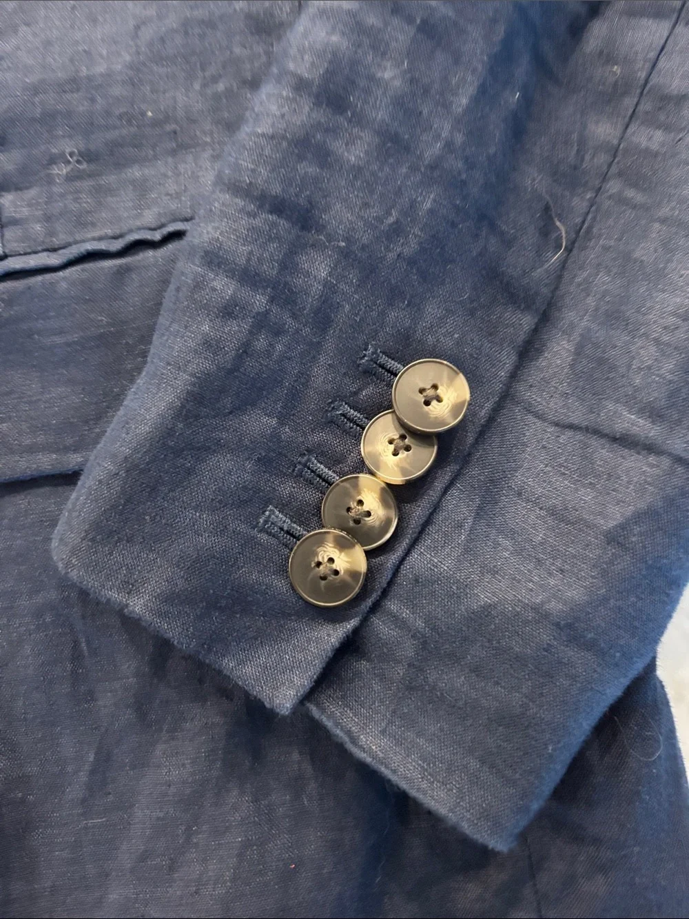 Everlane Navy Collared Linen-Shirt Jacket
